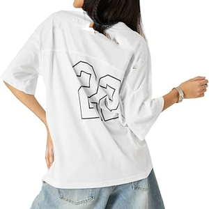 เสื้อฟุตบอลตาข่ายผู้ชายผู้หญิง คอวีทรงโอเวอร์ไซส์ สไตล์เรโทร พิมพ์ลายดิจิตอลแบบซับลิเมชั่น สกรีนโลโก้ ชื่อ และหมายเลขตามสั่ง ผลิตจากโรงงาน - Product Image 2