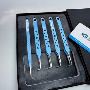 Pinzas para Pestañas de Alta Calidad GETUP BROSONS IMPEX GBI-EET-2917 de Acero Inoxidable de 90/45 Grados, Color Azul, Punta Lisa, Agarre de Diamante - Product Image 5