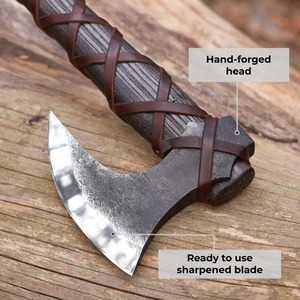 Hache Tomahawk forgée à la main avec fourreau en cuir, manche en bois, lame en acier forgé, hache de survie - Product Image 2