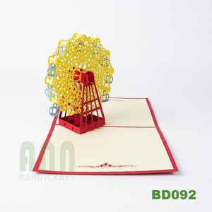 3D การ์ดอวยพรแบบป๊อปอัพล้อใหญ่กระดาษพิมพ์ออฟเซ็ตของที่ระลึกวันเกิดปีใหม่แบบดั้งเดิมผิวด้านเวียดนาม - Product Image 4
