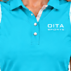 <b>Turquoise</b> Equestrian Sleeveless Patch Collar Polo <b>Shirt</b> for Women Slim Fit Horse Riding Training Top Customized Wholesale - Product Image 5