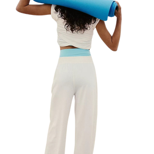 Hot Selling Casual Activewear Women's <b>2</b> <b>Piece</b> Solid <b>White</b> Lounge <b>Set</b> Sleeveless Cropped Top With Wide Leg Sweatpants Breathable - Product Image 2