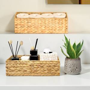 ISLA Paquete de 2 Cestas Rectangulares de Jacinto Tejidas a Mano, Contenedores de Almacenamiento de Mimbre para Cocina, Despensa, Baño, Inodoro, Venta al por Mayor - Product Image 1