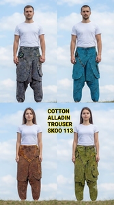 Pantalon décontracté pour homme en coton délavé, respirant, écologique, à séchage rapide, style patchwork, coupe sarouel, avec empiècements d'été - Product Image 3