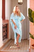 100% coton bio bohème Chic plage caftan Maxi robe Vintage beautés traditionnel bord brodé gland grande taille femmes