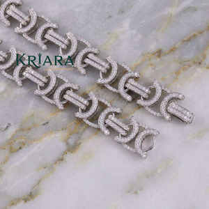 S925 Silver Rhodium Plated 10K Gold Plated Lab Grown Diamond Link Chain Hiphop Wedding <b>Statement</b> <b>Necklace</b> Luxury - Product Image 6