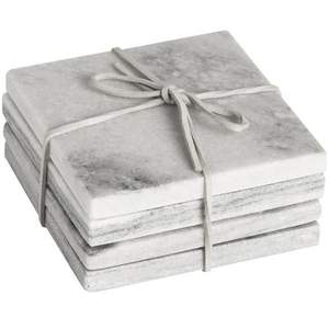 Ensemble de sous-verres modernes en marbre de Carrare, pierre naturelle écologique de qualité supérieure, excellents pour les cadeaux de mariage personnalisés et les boissons chaudes - Product Image 1