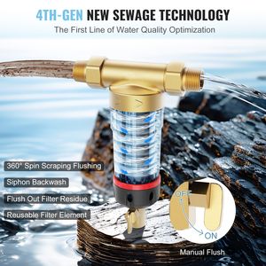 Filtro Sedimentario ad Alto Flusso da 40 Micron per Tutta la Casa, Design Spin-Down MNPT da 3/4'' per Acqua di Pozzo, Alimentazione Manuale - Product Image 3