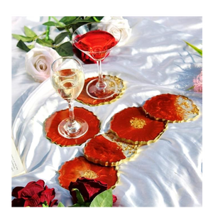 Ensemble de sous-verres en bois de couleur naturelle, style glamour et luxueux |   Sous-verres et sets de table ronds écologiques, non toxiques et réutilisables de 100 mm - Product Image 2