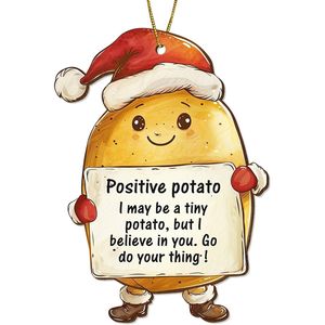 Decorazione Natalizia in Legno a Forma di Patata Stampata su Due Lati, Ornamento Emotivo per Albero di Natale - Product Image 1