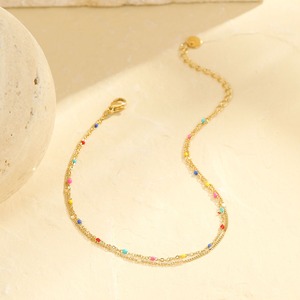 สร้อยข้อเท้าสไตล์โบฮีเมียน สแตนเลสชุบทอง 18K หลายสี สองชั้น ไม่หมองคล้ำ รุ่นใหม่ล่าสุด - Product Image 3