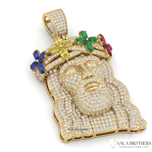 จี้รูปกางเขนชุบทองคำขาว VALA BROTHERS ประดับด้วยมอสซาไนต์หลากสีสันรูปดอกไม้ เครื่องรางทางศาสนา สไตล์ฮิปฮอป เหมาะสำหรับงานปาร์ตี้ - Product Image 5