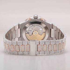 RB Gems Unisex de lujo mecánico analógico cuadrado reloj de acero inoxidable fase lunar Unisex LGD Moissanite cristal antiguo ETA movimiento - Product Image 3