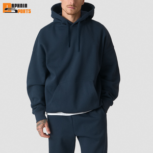 Sweat-shirts à capuche doublés en molleton 100 % coton épais pour hommes, coupe droite, style streetwear, éco-responsables, épaules tombantes, logo personnalisé, vente en gros - Product Image 4