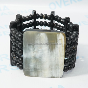 Bracelet artisanal en os naturel, multi-perles, extensible, style tribal ethnique, bijoux de mode pour femmes, cadeau élégant - Product Image 2