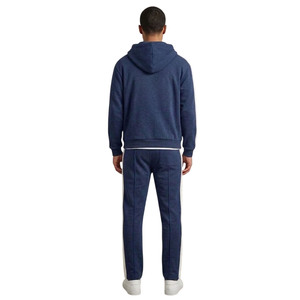 Wholesale Boxy Fit Blue Sports Jogging Blank <b>Hoodies</b> Sets Full Zip Side Panel 100% Cotton 450 GSM Fleece Athletic Sweats Suit - Product Image 3