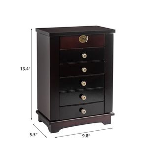 Organizzatore per Gioielli in Legno a 6 Livelli con 5 Cassetti, Mobiletto Marrone - Product Image 3