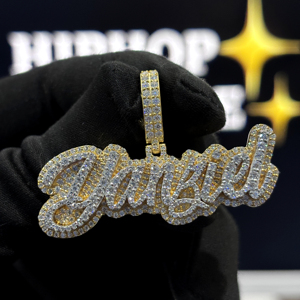 <b>Custom</b> Double Layer <b>Name</b> Pendant 925 Sterling Silver VVS Moissanite Iced Hiphop Style <b>Necklace</b> Yellow Gold Unisex Gift 18k Gold - Product Image 1