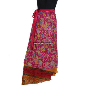 2026 Summer Latest <b>Skirt</b> Design <b>Wrap</b> <b>Skirt</b> 2 Layer Reversible Magic Silk Saris <b>Wrap</b> Long <b>Skirt</b> Boho Maxi Reversible Tube Design - Product Image 6