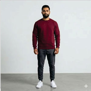 เสื้อสเวตเชิ้ตผ้าฟลีซคอตตอนเปล่าแบบขายส่งสำหรับทุกเพศ พิมพ์โลโก้ได้ตามต้องการ เสื้อสเวตเชิ้ตคอกลมผ้าคอตตอนผสมแบบเรียบสำหรับผู้ชาย - Product Image 4