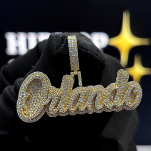 <b>Custom</b> Script <b>Name</b> Pendant 925 Sterling Silver VVS Moissanite Diamond Personalized Letter <b>Necklace</b> Hip Hop Jewelry OEM - Product Image 5
