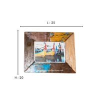 Cadre photo artisanal créatif horizontal en bois de bateau recyclé, écologique, durable, rustique, couleur naturelle, décoration murale pour la maison