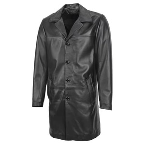 Abrigo Largo de Cuero Vacuno Genuino de Alta Calidad para Hombre, Impermeable, Reversible con Forro de Piel de Caballo - Product Image 4