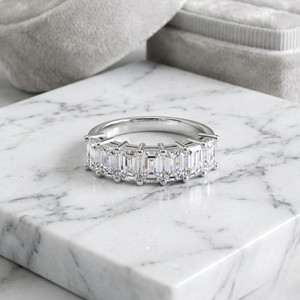 2.10CTW Emerald Cut Prong Set Five-<b>Stone</b> Band Ring 10K Gold Lab Grown Diamonds Cute Style Unisex - Product Image 2