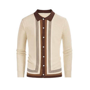 Suéter tipo cárdigan clásico de punto con botones para hombre - Product Image 3