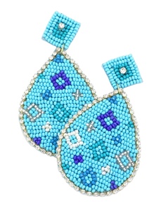 Belle Broderie Graine Perlée Huggie Boucles D'oreilles Inde À La Main Designer Style Tear Drop Déclaration Boucles D'oreilles - Product Image 5
