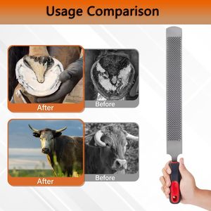 Raspador de Pezuñas de Acero al Carbono de 14 Pulgadas, Herramienta Profesional para Herradores con Mango de Goma Antideslizante para Pezuñas de Caballos, Cabras, Vacas, Burros y Otros Animales - Product Image 1