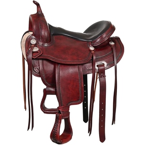 Selle de cheval western en cuir véritable sur mesure, équipement d'équitation haut de gamme avec outillage décoratif, étrier, vente en gros OEM - Product Image 2