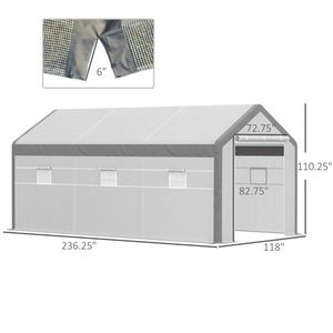 20 X 10 X 9 Walk-In Greenhouse with Roll-Up Door and 8 Closeable Windows for Garden Use - Product Image 3