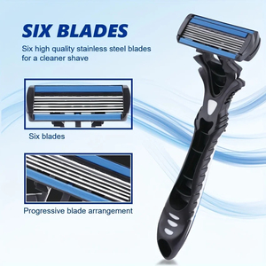 Safety <b>Razor</b> Men's 6 Blade Safety <b>Razor</b> With Replaceable Blades Features A Non Slip Handle Made Of Durable Stainless Steel - Product Image 5