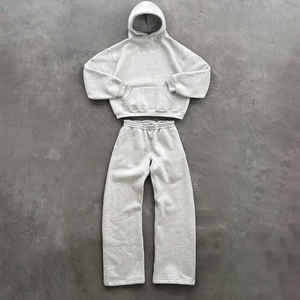 Ensemble de survêtement en molleton français pour homme, sweat-shirt et pantalon, couleur unie, respirant, pull chaud, tenue d'hiver - Product Image 1