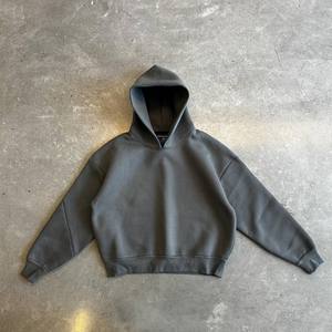 Sweat-shirt à capuche doublé en sherpa, en mélange de coton épais, coupe oversize, en molleton de coton, style streetwear, avec poche kangourou et bordures côtelées - Product Image 5