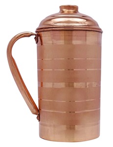 Pure Copper Water <b>Jug</b> with Lid & Handle | Handcrafted Hammered Pitcher for <b>Drinking</b> Water | Ayurvedic Copper <b>Jug</b> for Home - Product Image 5