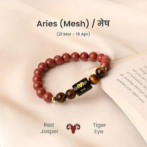 Bracelet en cristal du zodiaque Bélier, perles de qualité supérieure de 8 mm, étiquette en métal gravée au laser, bijoux Feng Shui - Product Image 4