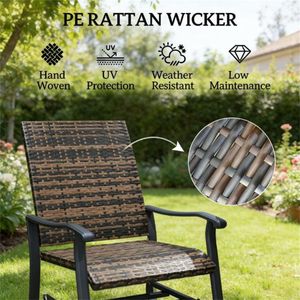 Set di Due Poltrone a Dondolo Marroni per Terrazza, Altalene da Giardino per Uso Esterno - Product Image 3