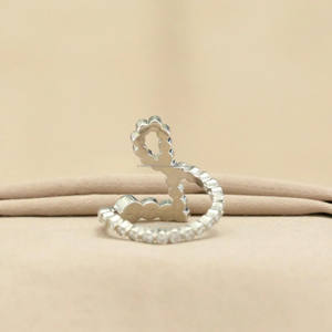 Anillo de Plata de Ley 925 con Inicial Personalizada en Forma de Letra L, con Moissanita Redonda de Corte Brillante, para Aniversario, Compromiso o Boda - Product Image 5