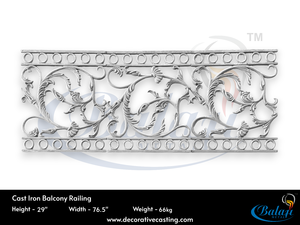 Modern Cast Iron Balcony <b>Railing</b> Frameless Stair Handrail Floral Grill Gray Porch Balustrade Modern Brushed Satin Cast Iron Fram - Product Image 6