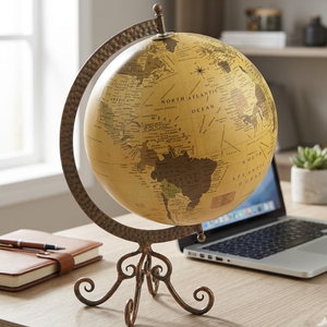 Stylish Iron Stand Desk Globe with Plastic World <b>Map</b> | Educational Globe for Geography Learning | Home & Office Table Decor - Product Image 2