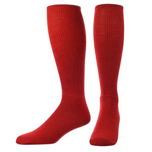 Chaussettes montantes rouges unisexes personnalisées en gros, couleurs unies, respirantes, tricotées, 70 % acrylique, pour l'été, décontractées, pour le football, pour adultes - Product Image 1
