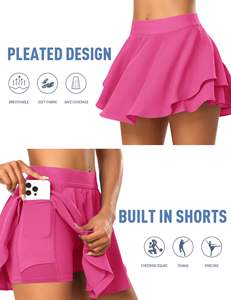 Falda de tenis flexible, ligera, transpirable, con ventilación, que absorbe la humedad y se seca rápidamente para mujeres y niñas. - Product Image 4