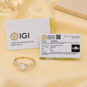 แหวนหมั้นเพชรทรงแปดเหลี่ยม 14KT ทองคำแท้ ประดับเพชรแล็บโกรว์ พร้อมใบรับรอง สำหรับผู้หญิง เครื่องประดับหรูหรา - Product Image 6