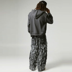 Sweat à capuche zippé pour homme, coupe oversize, sans cordons, en polaire épaisse 320 g/m², couleur unie, épaules tombantes, idéal pour l'hiver, qualité supérieure, personnalisable - Product Image 2