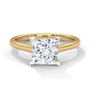 14K Gold 1 CT Princess Cut Lab Grown Diamond Prong Setting <b>Solitaire</b> Engagement <b>Ring</b> Yellow Gold Luxury Classic Jewelry - Product Image 5