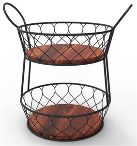 Étagère de rangement rectangulaire à 2 niveaux en fil métallique pour comptoir avec lattes verticales, vente en gros, directement de l'usine, OEM ODM, en fil de fer robuste - Product Image 4