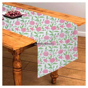 Hand Block Floral Printed Beautiful Black Indian Cotton Table <b>Runner</b> For Hotel Use Home Decor In Farmhouse Style Wedding Events - Product Image 5