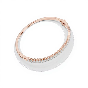 AFFORDABLE LAB GROWN Round DIAMOND <b>BANGLE</b> SAFETY LOCK 18KT <b>SOLID</b> ROSE <b>GOLD</b> RHODIUM PLATED LUXURY GIFTING PARTY EVERYDAY WEAR - Product Image 1